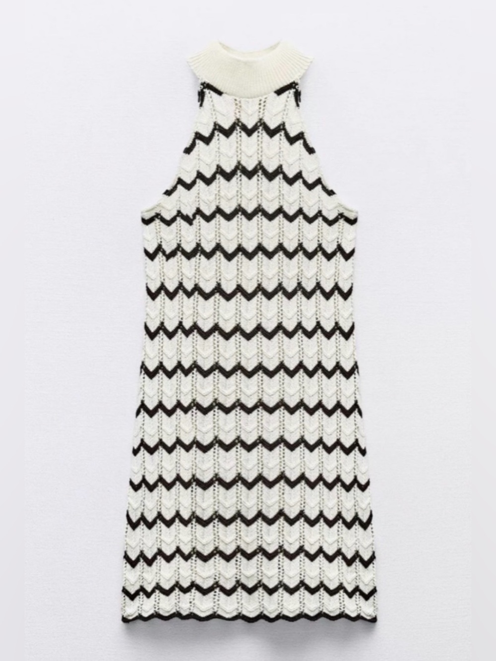 NWT Zara Cream Knit Midi Dress with Black Chevron (see notes for call out)